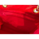 Giorgio Beverly Hills Hand Bag Red Faux Leather Bamboo Straps Christmas Purse Photo 10