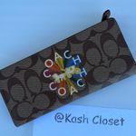 Coach KhahiRainbow Signature Canvas Large Slim Wallet Photo 0