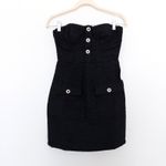 Petal and Pup  Womens Tweed Dress Size S Black Strapless Mini Bustier Chic‎ Party Photo 2
