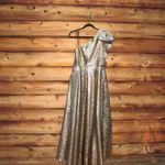 Mac Duggal 67297 Womens Antique Gold One Shoulder Metallic Ballgown Dress Photo 11