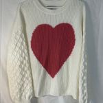 Miss Sparkling Heart Patterned White and Red Sweater Size Medium Photo 1
