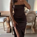 Bardot  Everlasting Corset Strapless Satin Gown Chocolate Photo 2