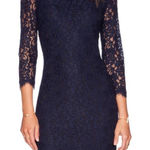 Diane Von Furstenberg  Zarita Mini Dress Lace Overlay 3/4 Sleeves Scalloped Hem Photo 0