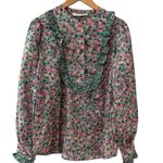 Cherry Cloth Lace Trim Frilly Popover Floral Long Sleeve Blouse Green Size Large Photo 7