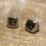 David Yurman 18k Gold & 925 Sterling Silver Smoky Quartz & Diamond Earrings Photo 1