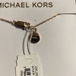 Michael Kors NWT  Rose Gold Tone Steel Disc Pendant 18in Necklace Photo 5