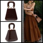 STAUD ππ Kenny Bag Brown Crocodile Embossed Photo 1