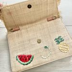 J.Crew  Convertible Fruit Salad Raffia Clutch Handbag (Missing Strap) Photo 1