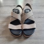 Sorel Womens Cameron Flatform Leather Wedge Sandals Elastic Strap Tan Size 9 Photo 4