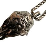 Gothic Raven Skull Pendant Necklace with Ornate Scrollwork Silver Photo 9