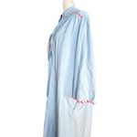 Vintage Chambray Denim Christmas Nightshirt Embroidered Teddy Bear Gifts Striped Blue Size L Photo 2