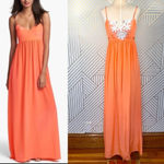 Amanda Uprichard  Maxi Dress Sleeveless Embroidered‎ Floral Silk Orange Size XS Photo 1