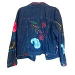 New Directions Vintage Denim Jacket Large Hibiscus Paisley Embroidered Boho Blue Photo 1