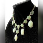 Lucky Brand  Mint Green Oval statement Necklace gold tone 14+2” Photo 2