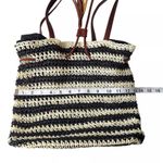 Nora Everyday Striped Drawstring 100% Paper Shoulder Bag Boho Beachy Summer Black Photo 3