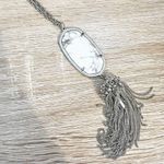 Kendra Scott Howlite & Silver Rayne Tassel Necklace Marble Long Photo 4