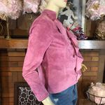 PARISIAN VINTAGE 1990'S PINK SUEDE RUFFLE FRONT BUTTON JACKET (PS) Size undefined Photo 3