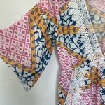 Beachy Wide Sleeve Lightweight Pull On Romper Cover Up with‎ Lace Detail Size L Pink Size L Photo 2