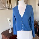 J.Jill Silk Cotton Cashmere Blue Sweater Cropped Cardigan Womens Small Photo 2