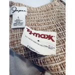 Japna  Micro Gingham Tank Top Size Large Button Country Festival Ranch Tan White Photo 6