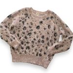 Charming Charlie Blush Pink Fuzzy Cheetah Print Pullover Sweater Medium Photo 0