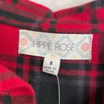 Hippie Rose  Red Black Plaid Flannel Long Sleeve Button-Down Shirt Size S New Photo 4