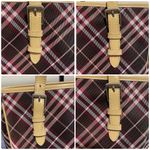 Burberry Blue Label Plaid Tote Bag with Tan Handles Photo 4
