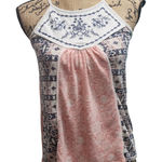 Jolt  XS Tank Top Embroidered Floral Pink White Boho Summer Photo 0