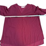 EVRI Maroon Long Sleeve Floral Pattern Blouse Sz 1X Red Photo 6