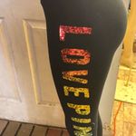 PINK - Victoria's Secret Victoria's Secret Pink Bling Ombre Rainbow Sequin Cotton Black Yoga Leggings Photo 7