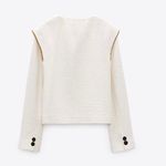 ZARA NWT Pronounced Shoulder Textured Jacket in Ecru Cream size S Photo 7