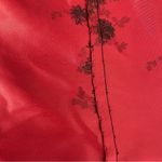 Handmade Vintage Silk Damask Floral Crop Kimono Jacket Black Red Asian One Size Photo 5