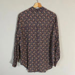 Liz Sport Vintage Women's Sz Small Long Sleeve Button Up Paisley Navy Blouse Top Photo 9