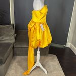 Short Yellow Strapless Homecoming Prom Dress Corset Back Bow Puffy Skirt Size M Yellow Size M Photo 2