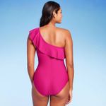 Kona Sol Women’s Ruffle One Shoulder Coverage One Piece Pink Swimsuit
Size L (12-14 Photo 2