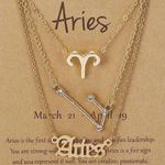 Gold Aries Zodiac Necklace Set Photo 0
