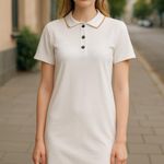 Calvin Klein NWT White Gold Trim T Shirt Dress Photo 0