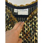 VTG Southeastern Gold Sequin Beaded Top Women Small 17"x21" Sparkle Disco Party Photo 4