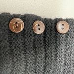 Black Knit Gloves With Wood Buttons & Brown Faux Leather Patch Photo 2