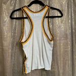 Free People Black Yellow Ivory Bora Bora Racerback Crochet Linen Blend Trim Tank Photo 1