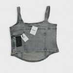 Forever 21 NWT Studded Denim Crop Top Grey Womens M Embellished Camisole Bustie Photo 1