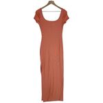 Haute Monde Blush Pink Stretch Ribbed Jersey Knit Side Slit Bodycon Maxi Dress Photo 1