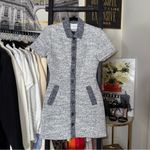 Claudie Pierlot Navy Tweed Short Sleeve Button Front Mini Dress 4 Preppy Blue Photo 4