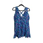 Torrid  Swim Dress Womens 2X Mermaid Scales Blue Ruffled Straps Criss Cross Photo 1