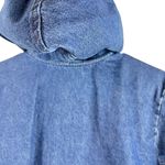 Chic Size Medium Denim Zipper Front Hoodie with Pockets & 3” side slit V… Blue Photo 2