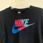 Nike Cropped Long Sleeve Sweatshirt in Black with Colorful Logo Photo 2