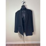 Hey You Womens Black Beaded Fringe Asymmetrical Blazer Size XL Photo 2