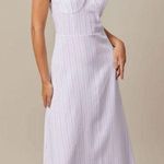 Rihoas White Striped Tie Shoulder Maxi Dress Black Size M Photo 1