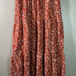 Streetwear Society Bohemian Nature Lagenlook Cozy Layered Flowy Terracotta Rust Floral Maxi Skirt L Photo 0