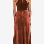 The Moon Threads Auburn Velvet Halter Dress Photo 2